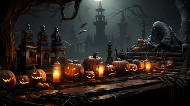 Foto grátis renderizar fundo de abóbora de halloween