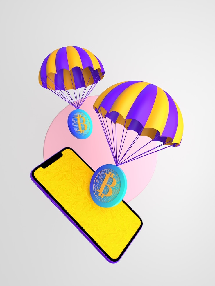 Foto grátis rendewring 3d do conceito de distribuição de criptomoedas