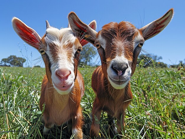 Foto grátis repoço fotorrealista de cabras na natureza