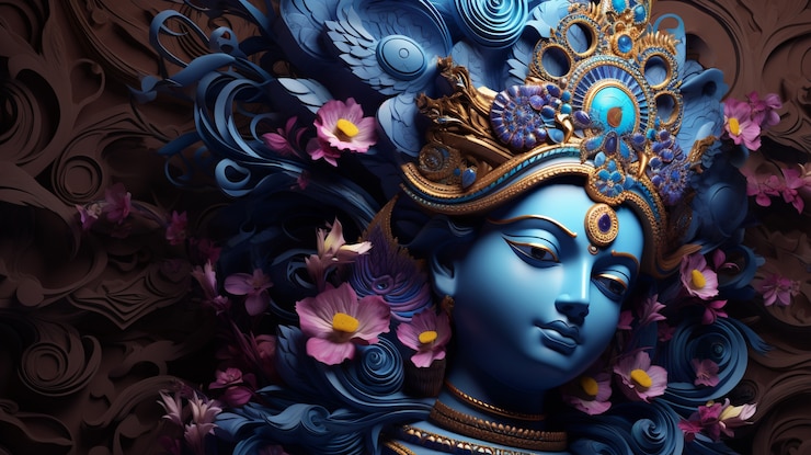 Foto grátis representação 3d da divindade hindu krishna