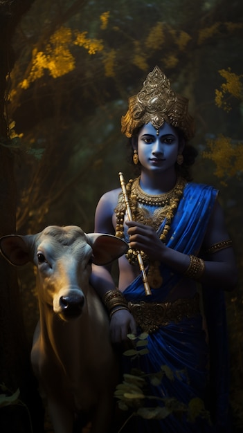 Foto grátis representação 3d da divindade hindu krishna