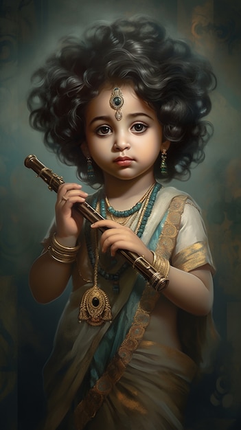 Foto grátis representação 3d da divindade hindu krishna