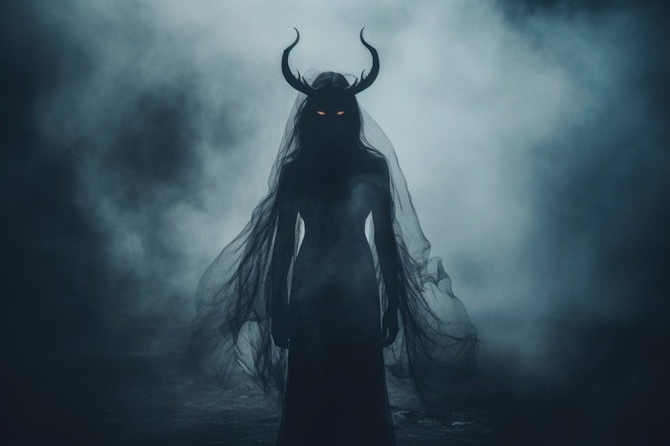 Foto grátis representação de entidade demoníaca na sombra