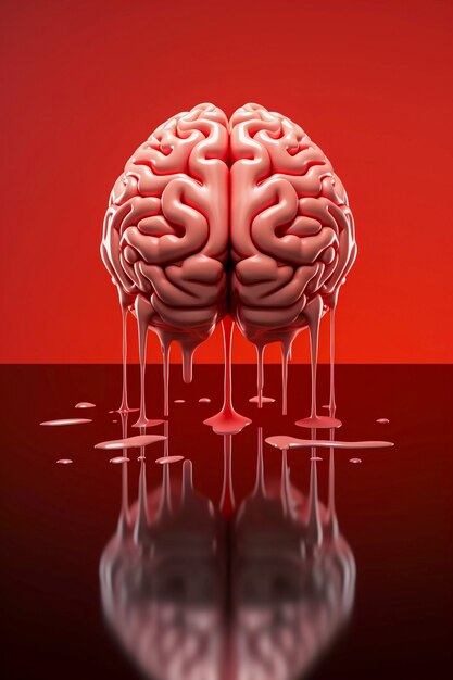 Representação do cérebro humano com efeito de gotejamento líquido