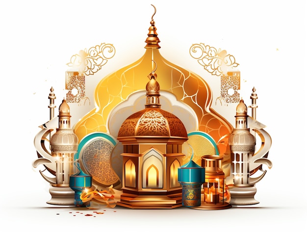 Foto grátis representação em 3d do palácio árabe para a celebração islâmica do ramadã