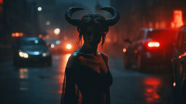 Foto grátis representação feminina da entidade do diabo