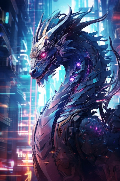 Foto grátis representação futurista da criatura dragão