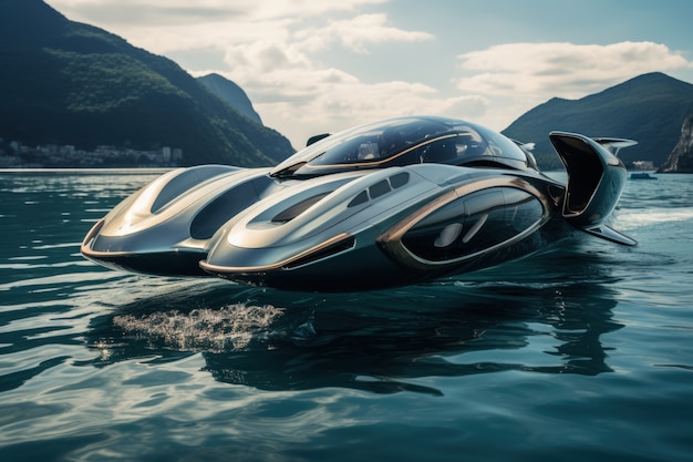 Foto grátis representação futurista de veículo de água rápida