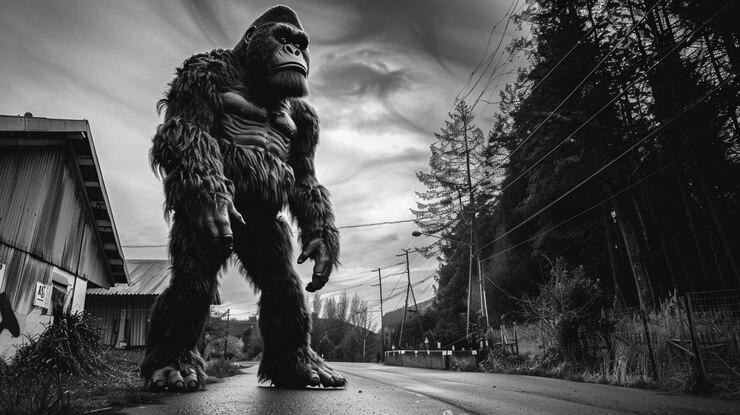 Foto grátis representação monocromática de besta peluda ou sasquatch