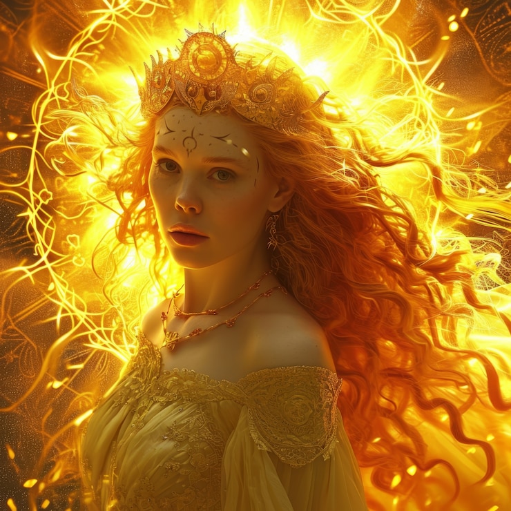 Foto grátis representação radiante da deusa do sol feminina empoderada