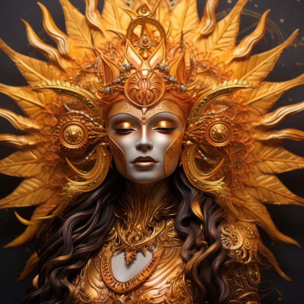 Representação radiante da deusa do sol feminina empoderada