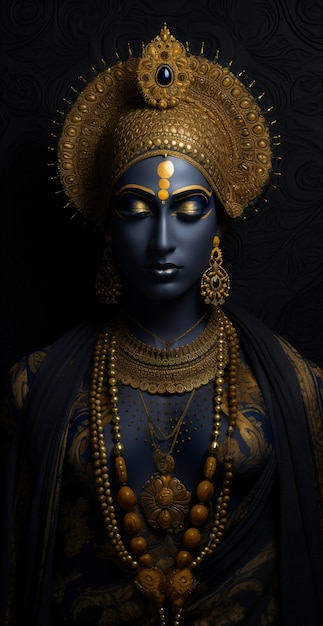 Foto grátis representação tridimensional de krishna, divindade hindu e avatar