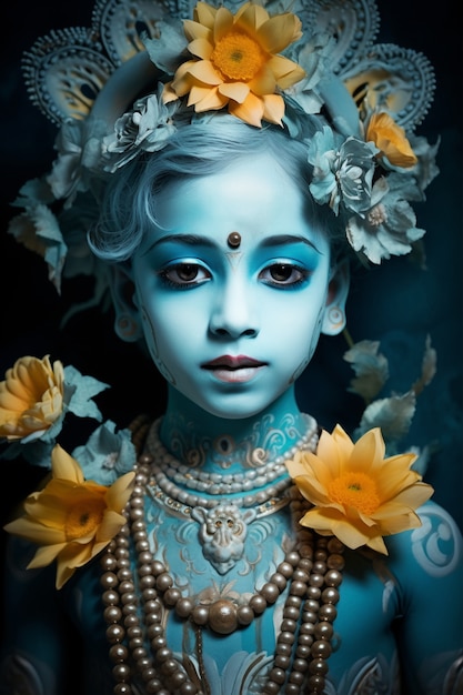 Foto grátis representação tridimensional de krishna, divindade hindu e avatar