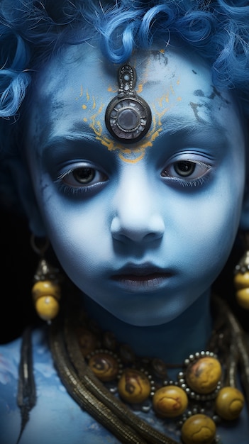 Foto grátis representação tridimensional de krishna, divindade hindu e avatar