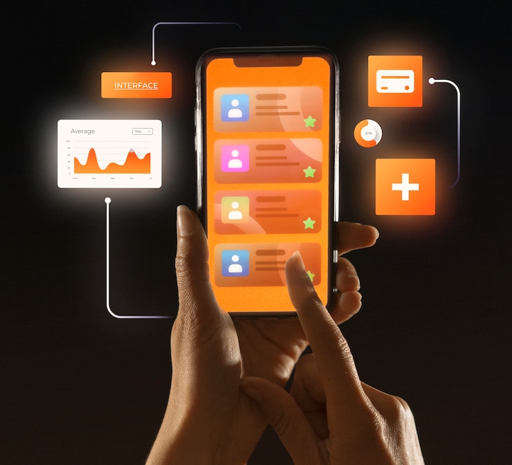 Foto grátis representações de interface do usuário e ux com smartphone