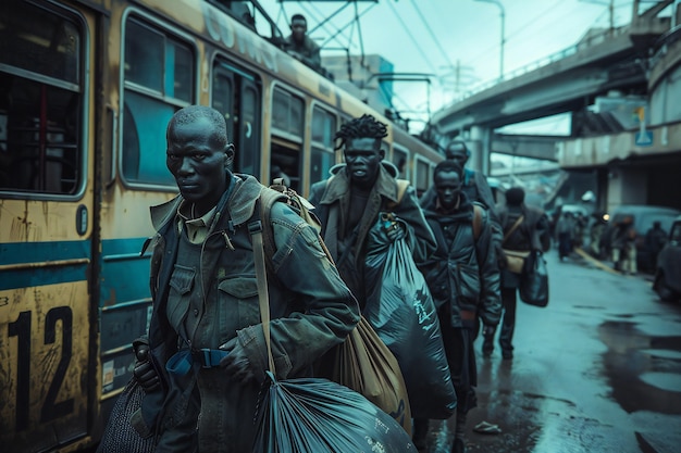 Reprodução cinematográfica mostrando a grande migração