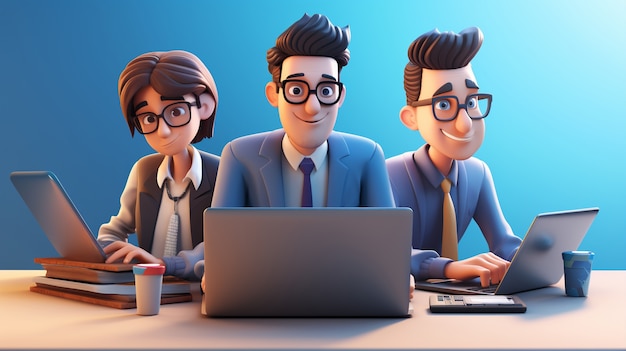 Retrato 3D de pessoas de negócios