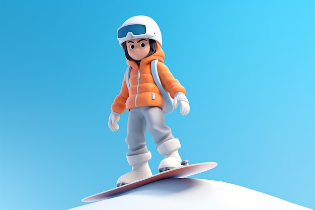 Foto grátis retrato 3d do snowboarder