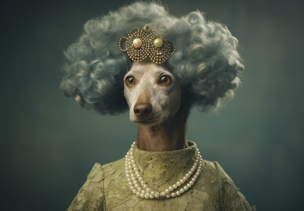 Foto grátis retrato antropomórfico de animal vestido com roupas humanas fazendo atividades diárias