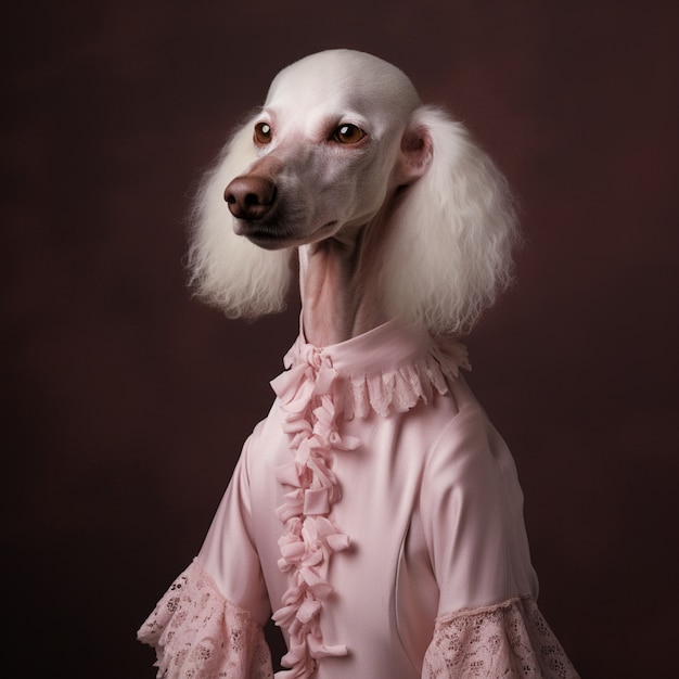 Retrato antropomórfico de animal vestido com roupas humanas fazendo atividades diárias