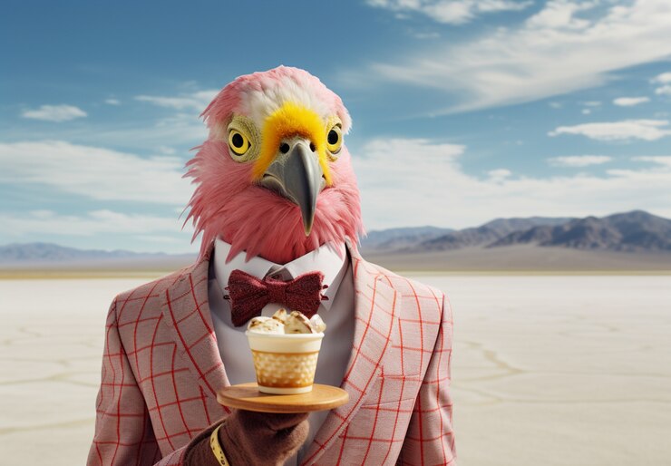 Foto grátis retrato antropomórfico de animal vestido com roupas humanas fazendo atividades diárias
