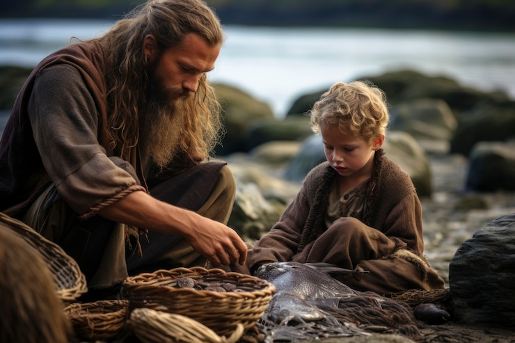 Foto grátis retrato da vida cotidiana das crianças vikings