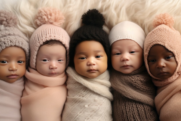 Foto grátis retrato de adoráveis bebês recém-nascidos