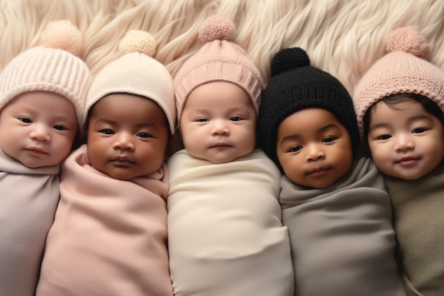 Foto grátis retrato de adoráveis bebês recém-nascidos