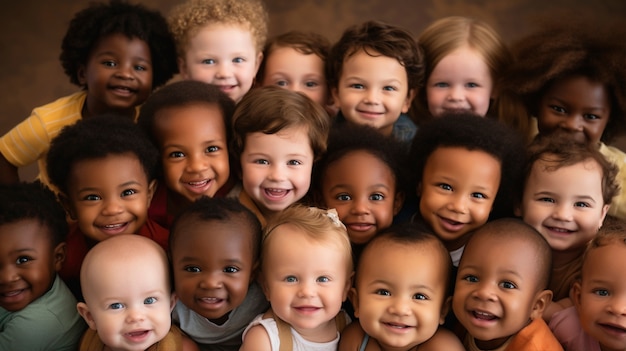 Foto grátis retrato de adoráveis recém-nascidos de diferentes etnias