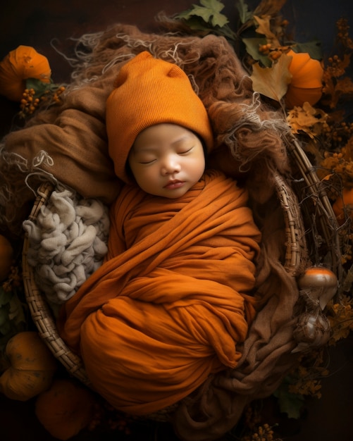 Retrato de adorável bebê recém-nascido