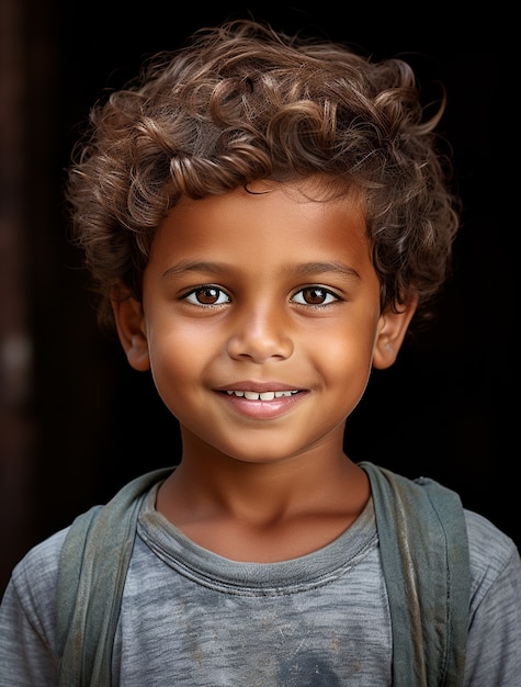 Foto grátis retrato de adorável menino indiano