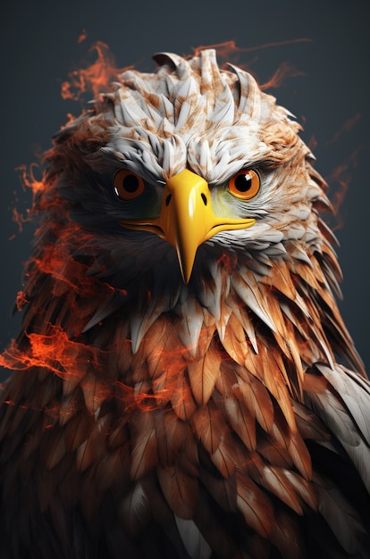 Retrato de águia em 3D