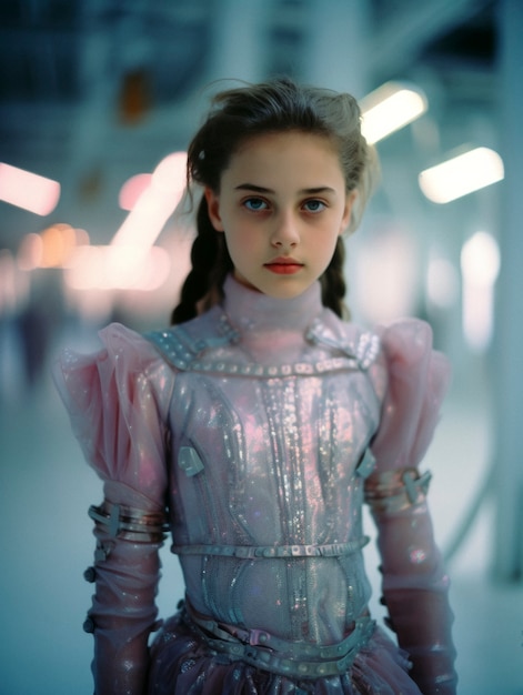Foto grátis retrato de alta tecnologia de uma jovem com estilo futurista