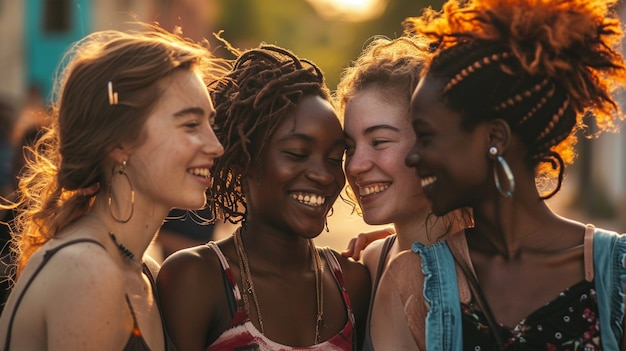 Foto grátis retrato de amigos entusiasmados em close-up