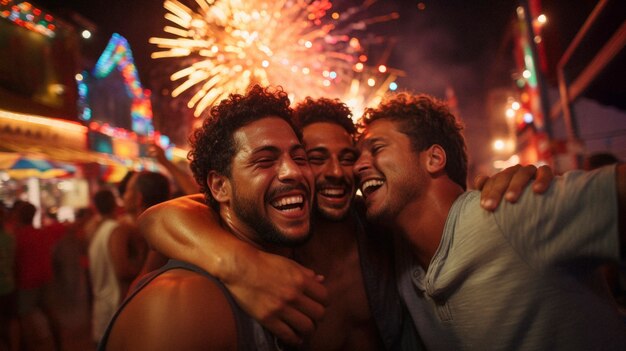 Retrato de amigos masculinos compartilhando um momento afetuoso de amizade