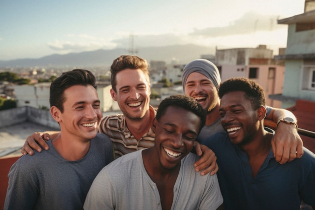 Foto grátis retrato de amigos masculinos compartilhando um momento afetuoso de amizade