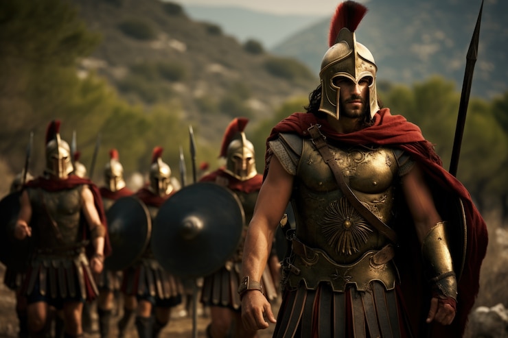 Foto grátis retrato de antigos guerreiros espartanos gregos