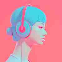 Foto grátis retrato de arte digital de pessoa ouvindo música em fones de ouvido