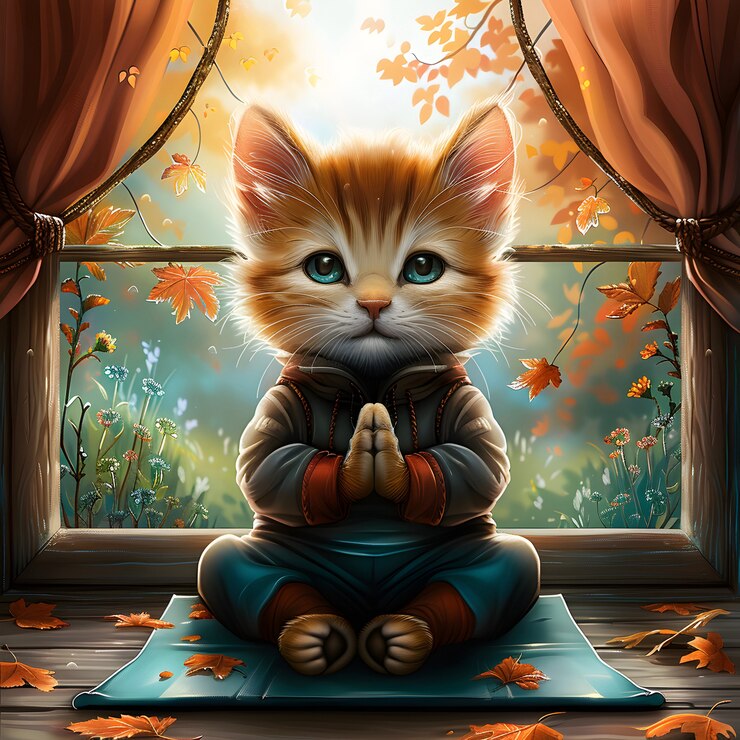Foto grátis retrato de arte digital de um animal meditando e praticando a atenção plena