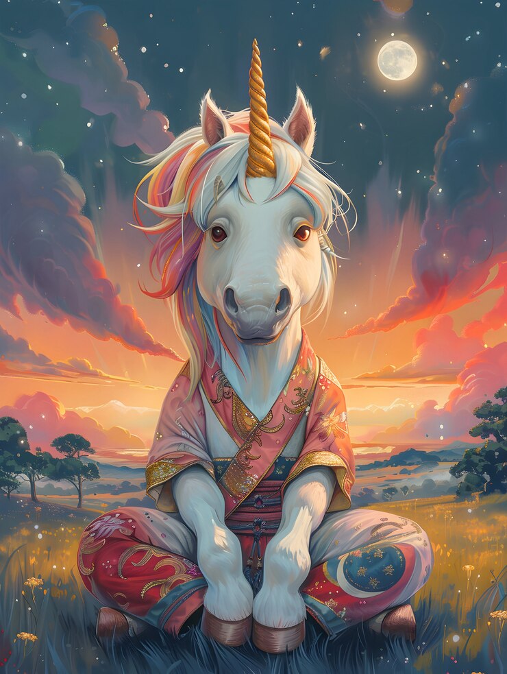 Foto grátis retrato de arte digital de um animal meditando e praticando a atenção plena