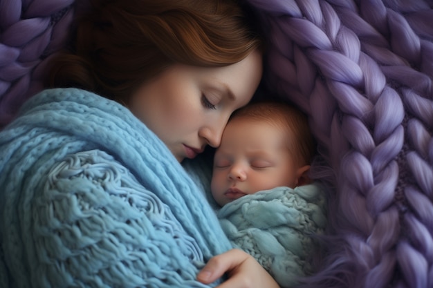 Foto grátis retrato de bebê recém-nascido com a mãe