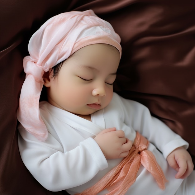 Retrato de bebê recém-nascido dormindo pacificamente