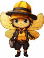 Foto grátis retrato de bonita abelha de desenho animado com chapéu
