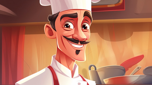 Foto grátis retrato de chef em estilo cartoon