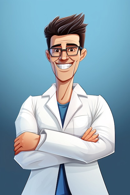 Foto grátis retrato de cientista em estilo cartoon