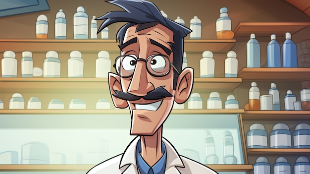 Foto grátis retrato de cientista em estilo cartoon