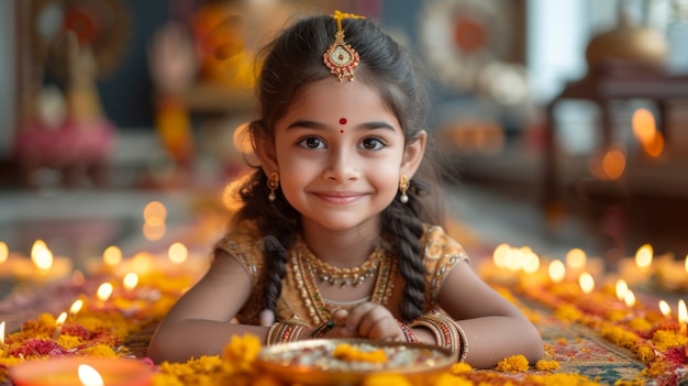 Foto grátis retrato de cores vivas de uma mulher na celebração do navratri