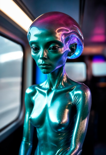 Foto grátis retrato de criatura extraterrestre ou alienígena