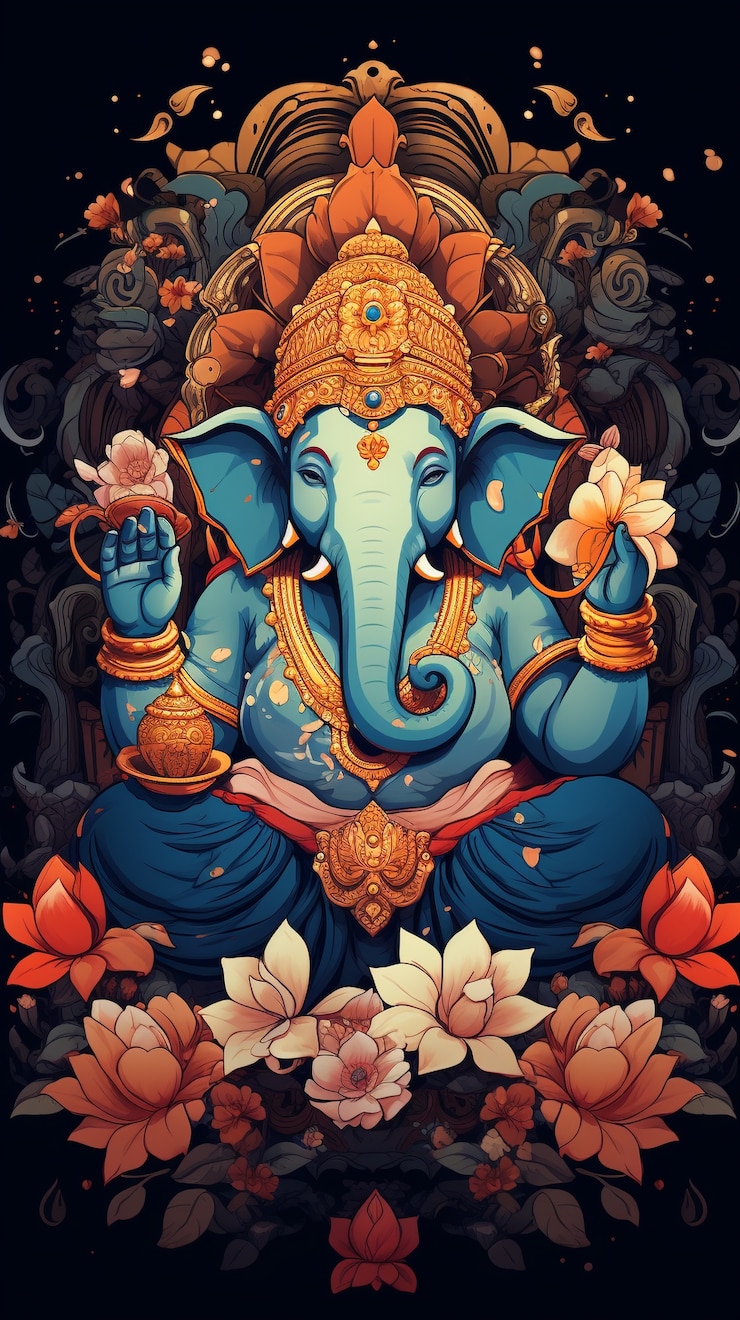 Foto grátis retrato de desenho animado de um deus hindu
