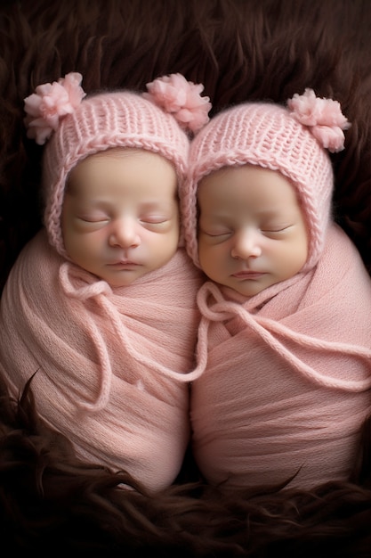 Foto grátis retrato de dois adoráveis recém-nascidos